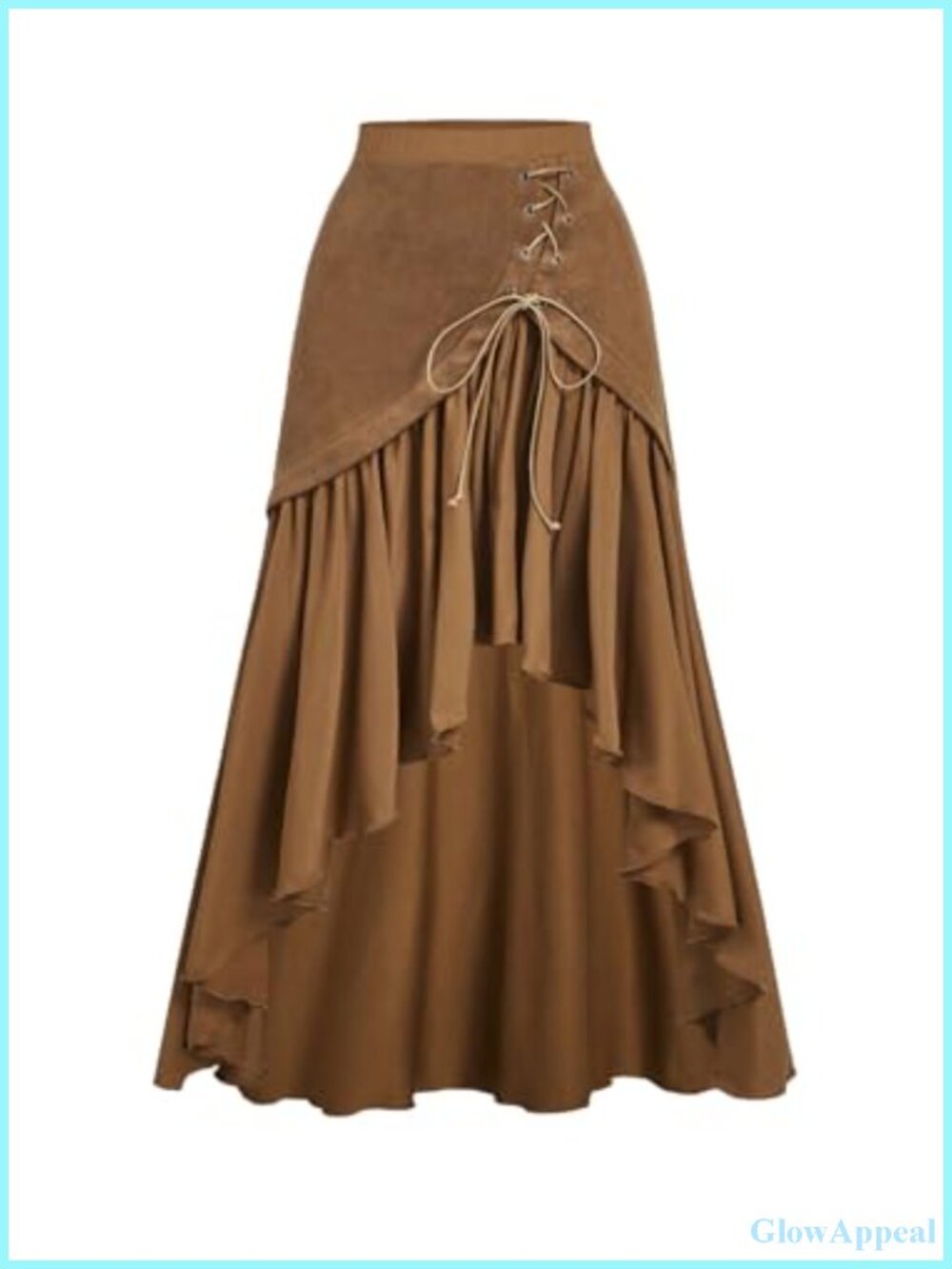Western Cowgirl High Waist Elastic Ruffle Swing Long Skirt